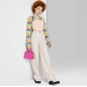 Wild Fable High-Rise Straight Leg Faux Leather Cargo Pants - Tan